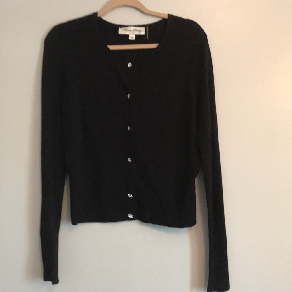 Fifteen-Twenty / Black Cardigan w/ Jeweled Buttons